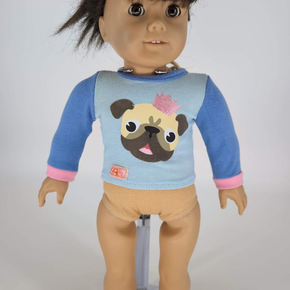 Our Generation Blue Doll Pajama Pug Top with Long Sleeves for 18" Dolls - GUC